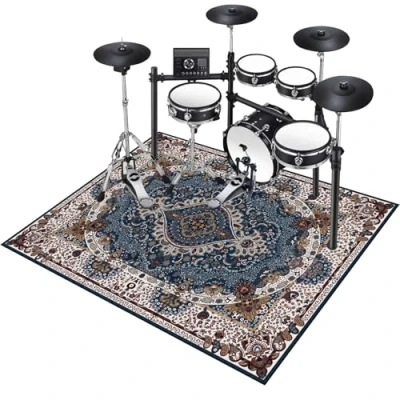 Afbeelding van drumtapijt, antislip, geluidsdicht, mat, voor binnen en buiten, elektronische jazz drumstelset bas, snare drum, indoor geluidsisolatie, akoestisch tapijt, 180 x 140 cm