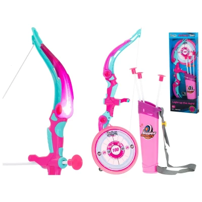 Afbeelding van Pijl en Boog met Verlichting Schietschijf Roze 3 Veilige Pijlen 53 cm Boogschieten Kinderen Speelgoed Buiten Binnen