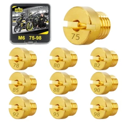 Afbeelding van Area1 10 stuks universele carburateur sproeiers set M6, 6 mm hoofdsproeiers set, 75, 78, 80, 82, 85, 88, 90, 92, 95, 98, voor Dellorto (type M6 / 75 98/10 stuks)
