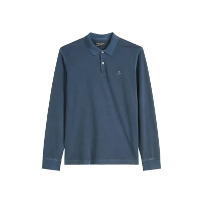 Afbeelding van Marc O&#039;Polo Collar Embroidery Longsleeve, Heren, Maat: Small, Moon stone