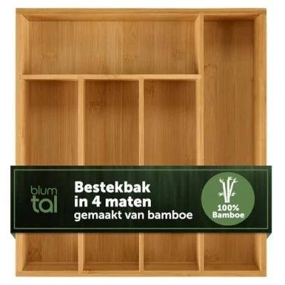 Afbeelding van Blumtal Bestekbak Bamboe Ladeverdeler 30 x 27 cm Standaard 5 vakken