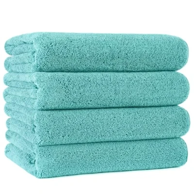 Afbeelding van POLYTE Microvezel sneldrogende badhanddoek, pluisvrij, set van 4, 76 x 145 cm (aqua)