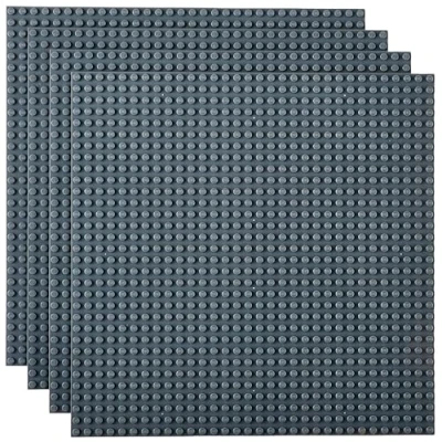Afbeelding van Strictly Briks Klassieke stapelbare bouwplaten 100% compatibel met alle grote merken om torens, tafels en meer mee te bouwen! 4 stuks grijs 25,5 x cm