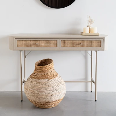 Afbeelding van Puur Michella sidetable 2 lades beige Hout