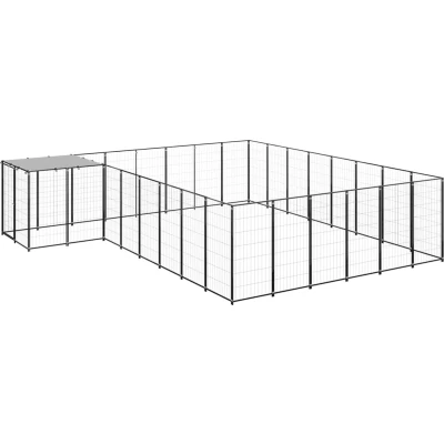 Afbeelding van vidaXL Hondenkennel 15,73 m² staal zwart