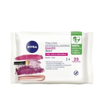 Afbeelding van NIVEA Zachte make up verwijderingsdoekjes (1 x 25 stuks), updoekjes voor droge en gevoelige huid, vochtige doekjes gezicht, ogen, lippen hals