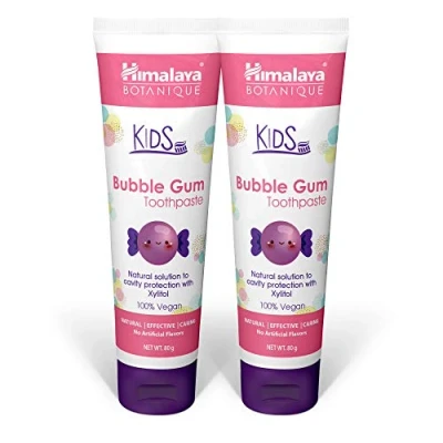 Afbeelding van Himalaya Botanique Kids Toothpaste, Bubble Gum Flavour to Reduce Plaque and Keep Brushing Longer, 80 g (2 PACK)
