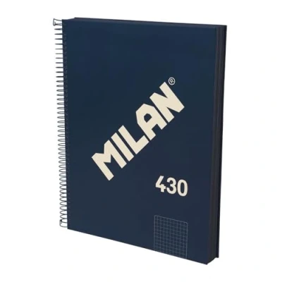 Afbeelding van MILAN® Notitieboek A4, hardcover, geruit papier (5 x 5 mm), 120 vellen, 95 g/m², rubbercollectie 430, blauw
