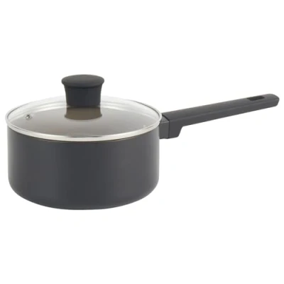 Afbeelding van Salter BW12878EU7 Ceramic 18 cm Saucepan Recycled Aluminium Body, Healthy PFOA &amp; PFAS Free Non Stick Coating, Induction Suitable, Easy Clean, Soft Touch Stay Cool Handle, Cooking Pot With Glass Lid