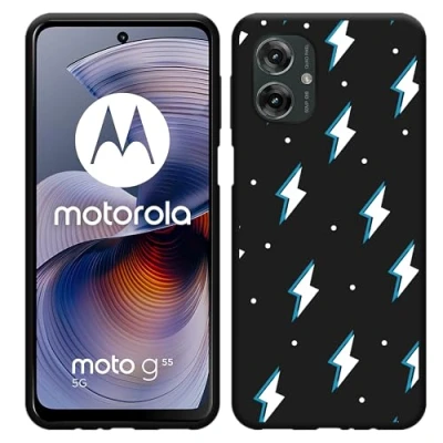 Afbeelding van Cazy Hoesje geschikt voor Motorola Moto G55 Siliconen Zwart Bliksemschichten