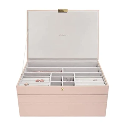 Afbeelding van Stackers Blush Pink &amp; Champagne Gold Supersize Jewellery Box Set van 3