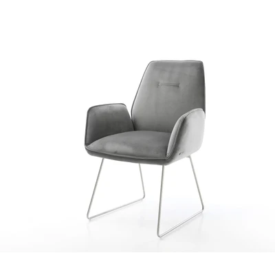 Afbeelding van Armleunstoel Zoa Flex slipframe roestvrij staal fluweel grijs