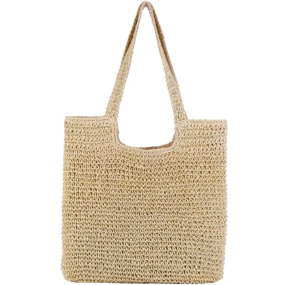 Afbeelding van Ibenzoa® Stijlvolle en Ruime Gevlochten Strandtas voor Dames met Ritssluiting Comfortabele Schouderbanden