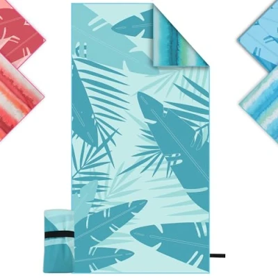 Afbeelding van Microvezel Strandhanddoek XXL 90 x 180 cm, Strandlaken en tassen, Sneldrogend &amp; Anti Zand, Badhanddoek groot, geschikt voor Reizen, Overdekt Zwembad Sauna