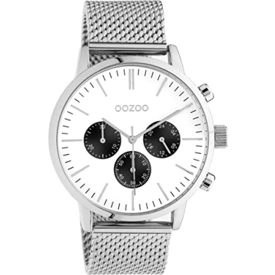 Afbeelding van OOZOO C10910 Horloge Timepieces staal zilverkleurig wit 45 mm