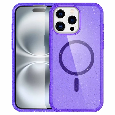 Afbeelding van Apple iPhone 16 Pro Max Glitter Hoesje Kunststof imoshion Hardcase/Backcover Paars Telefoonhoesje