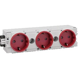 Afbeelding van Hager ecoline 3 voudige wandcontactdoos randaarde schuko wandgoot klauw schroef tekstvenster ip20 rood ral3020 gs30003020
