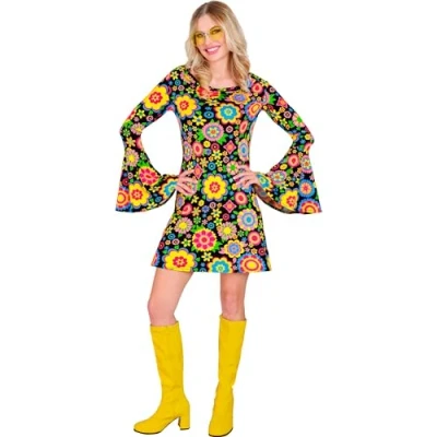 Afbeelding van Widmann Hippie Kostuum So Into The 60s Jurk Flower Love Vrouw Multicolor XS Carnavalskleding Verkleedkleding