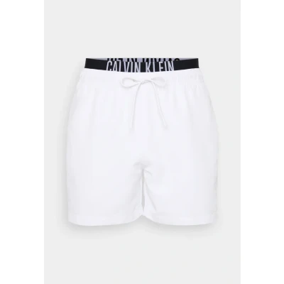 Afbeelding van Calvin Klein Swimwear Medium Double WB Zwemshorts, Heren, Maat: Small, Classic white