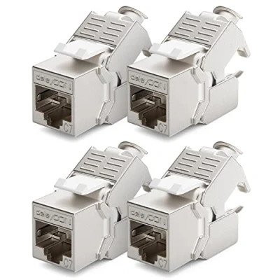Afbeelding van deleyCON 4x CAT 7 Keystone Jack Module Optimaal voor CAT7 CAT6 CAT6a Kabels Leggen Connector Patch Kabel Netwerk STP Afscherming RJ45 Vrouwelijk 1000 MHz 10 Gbit/s Isolatie Verplaatsing (LSA)