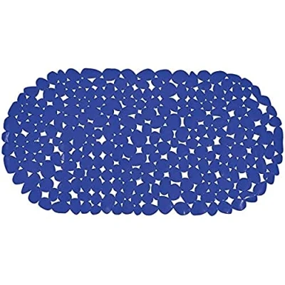 Afbeelding van MSV Douche/bad anti slip mat badkamer pvc donkerblauw 39 x 99 cm Badmatjes