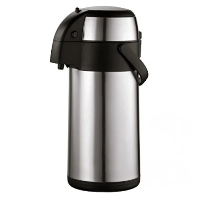 Afbeelding van axentia Airpot in zilver, roestvrijstalen pompkan, isoleerkan met dubbele wand, isoleerfles pomp en onbreekbaar lichaam, koffiepot draagbeugel, volume: ca. 3 L