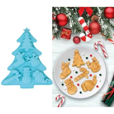 Afbeelding van Fiestas Guirca Siliconen koekjesvorm kerstboom 1 stuks blauw