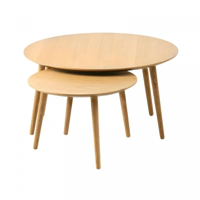 Afbeelding van Nordic Home Heidi ronde salontafels set van 2 naturel Hout