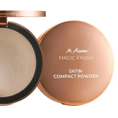 Afbeelding van M. Asam Magic Finish Satin Compact Powder Ivory (8 g) geperst poeder voor perfecte grip, mattering en perfectionering, verlengt de grip van make up, met hyaluronzuur vitamine E