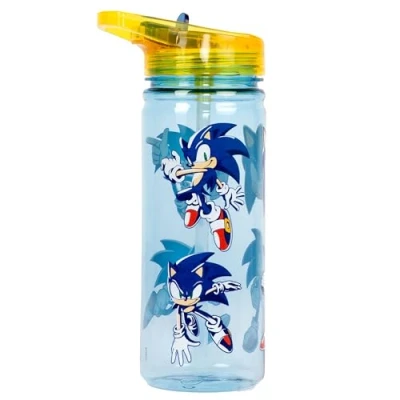 Afbeelding van Disney Sonic The Hedgehod Plastic fles met rietje, BPA vrij, 580 ml, schoolwaterfles voor jongens, 100% lekvrij, duurzame drinkfles jongens