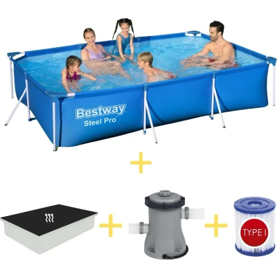 Afbeelding van Bestway Zwembad Steel Pro 300 x 201 66 cm Inclusief Solarzeil, Filterpomp &amp; Filter