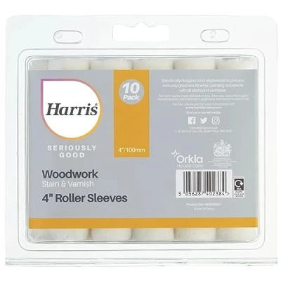 Afbeelding van Harris 102022251 Serieus Goed Houtwerk Vlek &amp; Vernis 4 &quot;Mini Roller Sleeve 10 Pack, x Pack Vlekken en