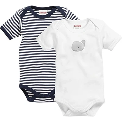 Afbeelding van Playshoes Romper Walvis Korte Mouw Navy/wit 2 Stuks Mt 86/92