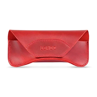 Afbeelding van Londo Genuine Leather Case voor Zonnebrillen en Brillen met Magnetische Sluiting (Rood)