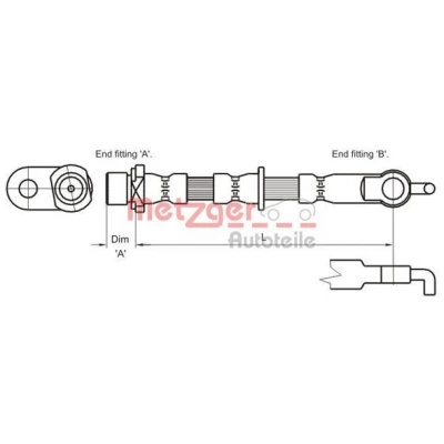 Afbeelding van METZGER 4110002 Remslang 527mm F10x1 TOYOTA: Yaris I Hatchback (P1) 1.0, 1.3 1999 2005