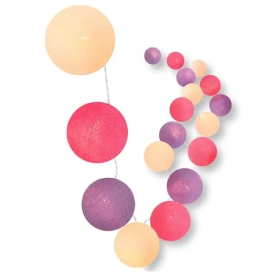 Afbeelding van CREATIVECOTTON LED lichtketting met katoenen ballen incl. timer en dimmer (Berries, 20 ballen)