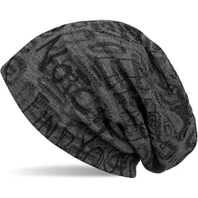 Afbeelding van styleBREAKER Beanie cap met schrijfpatroon in Vernietigd Vintage Design, Slouch Longbeanie, Unisex 04024074, Farbe:Donkergrijs