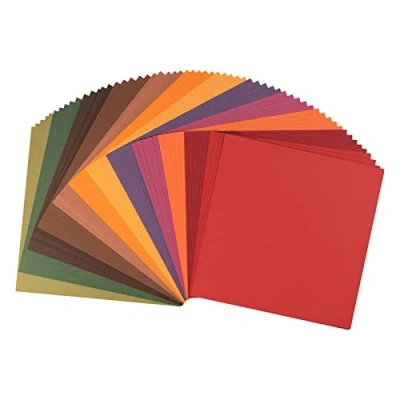Afbeelding van Vaessen Creative Florence Cardstock papier, kleurenmix herfst, 216 g/m², vierkant, 30,5 x cm, 60 stuks, glad, voor scrapbooking, kaarten maken, stansen en ander papierknutselwerk