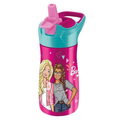 Afbeelding van Maped Picnik Barbie drinkfles van roestvrij staal, automatisch rietje, met vergrendelingsknop, draaggreep, officiële licentie, 430 ml