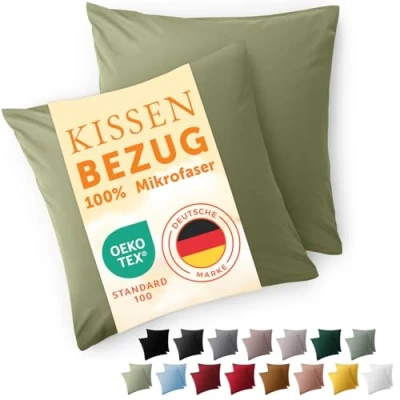 Afbeelding van Blumtal Kussensloop Microvezel Kussenhoes 50 x cm Licht Olijfgroen Met Rits Set van 2
