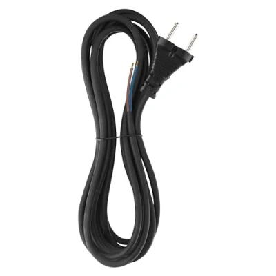 Afbeelding van EMOS Rubberen aansluitkabel 5 m, voedingskabel, aansluitkabel, strijkijzer, Schuko, 2 x 1,0 mm2, H05RN F rubber/neopreen, zwart