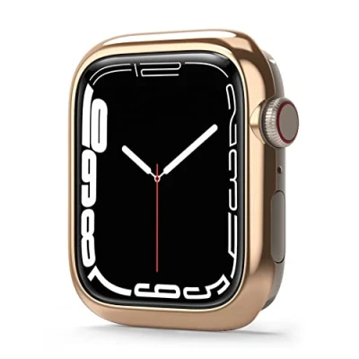 Afbeelding van Ringke Bezel Styling voor Apple Watch 9/8 / SE 2/7 45mm Case Ring Adhesive Cover Anti Scratch Stainless Steel Bescherming Acessory Rose Gold (45 02)
