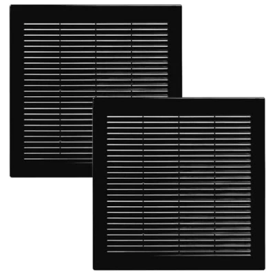 Afbeelding van Vent Systems 300 x mm, 2 stuks, zwarte ventilatieafdekking, platte, vierkante ventilatiesleuven, geïntegreerde insectenbescherming, HVAC ventilatieopeningen voor badkamer, thuiskantoor