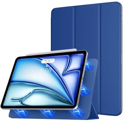 Afbeelding van TiMOVO hoesje voor iPad Air 11 inch M2 hoes 2024, 6e/5e/4e generatie (2024/2022/2020), sterke magnetische drievoudige standaardhoes, ondersteuning Apple Pencil Pro/2e/USB C
