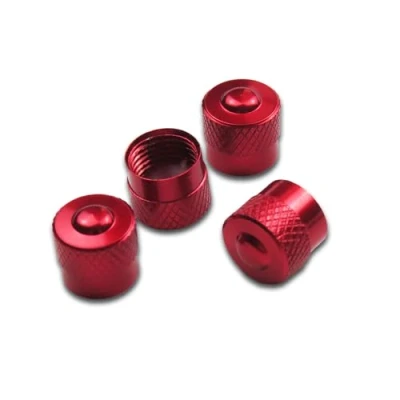 Afbeelding van Pitlane Performance® aluminium ventieldoppen, 4 stuks, autobanden, Schrader ventiel, ventieldop, bandenventieldoppen voor auto, SUV, motorfiets, fiets (rood, racen)