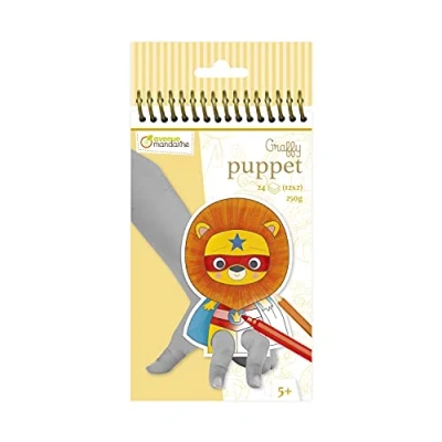 Afbeelding van Avenue Mandarine GY009O Graffy Puppet, 250 g tekenpapier met elk 12 motieven x 2, ideaal voor kinderen vanaf 5 jaar, 1 stuk, dierensuperheros