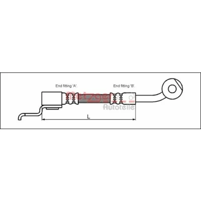 Afbeelding van METZGER 4113522 Remslang 410mm 3/8&quot; 24 JEEP: Cherokee II