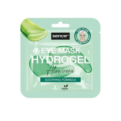Afbeelding van Sence Aloë vera hydrogel oogmasker, veganistisch, gezichtsverzorging voor ontspanning van de huid en tegen donkere kringen met vitamine A C, Beauty Skincare Under Eye Patches (3 x 6 ml)