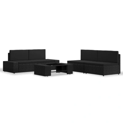 Afbeelding van 5 delige Loungeset poly rattan zwart