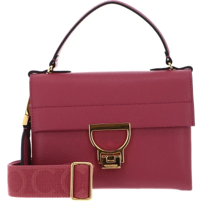 Afbeelding van COCCINELLE Leren Handtas Schoudertas Arlettis Signature Handbag Grained Leather Rosewood (rood)paars